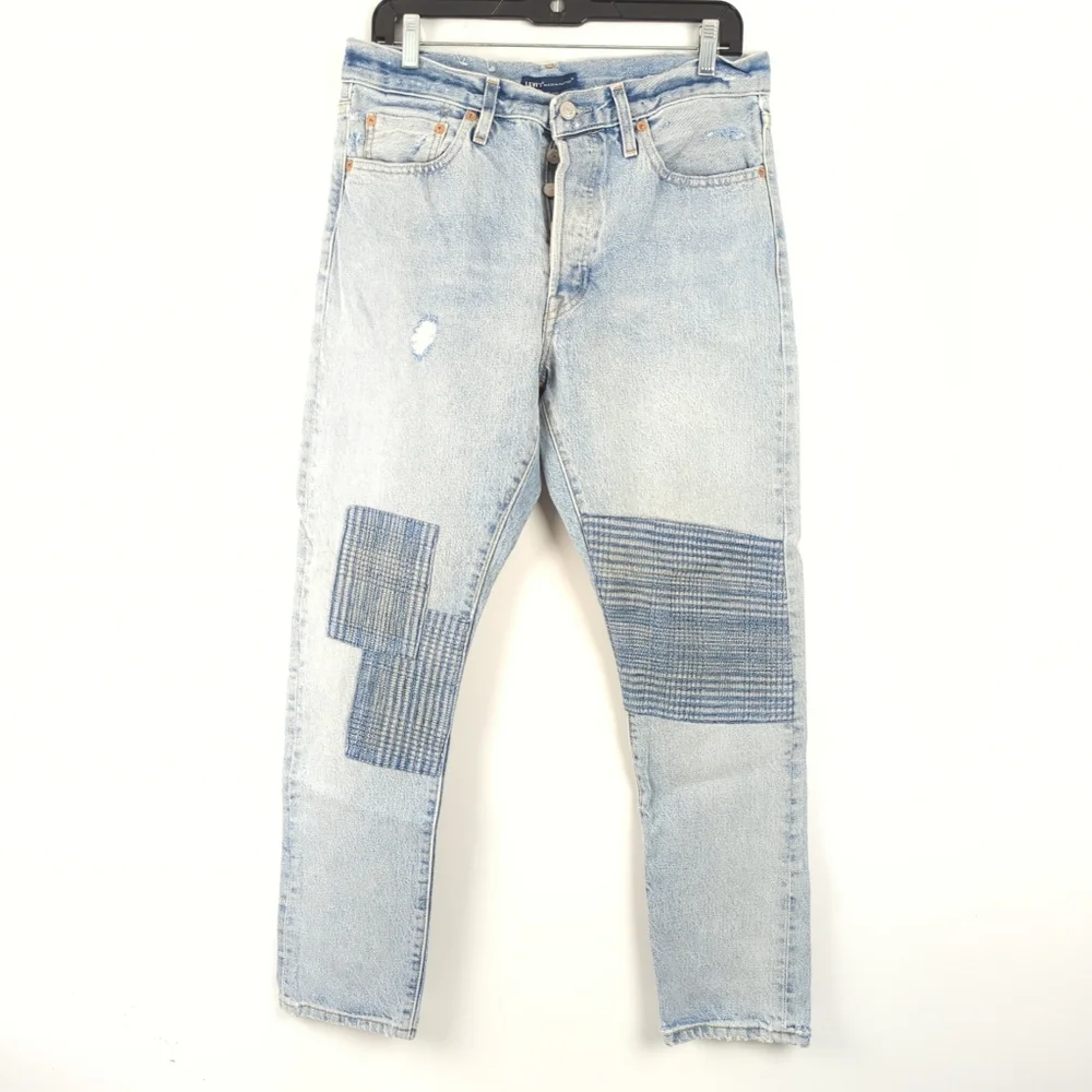 Levis 501 S Skinny Made and Crafted Patchwork Selvedge Jeans Big E - 34 - Picture 1 of 16